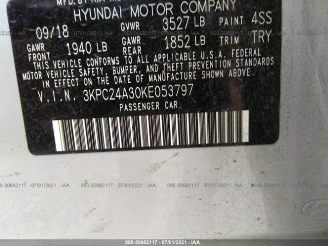 Photo 8 VIN: 3KPC24A30KE053797 - HYUNDAI ACCENT 