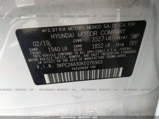 Photo 8 VIN: 3KPC24A30KE076903 - HYUNDAI ACCENT 