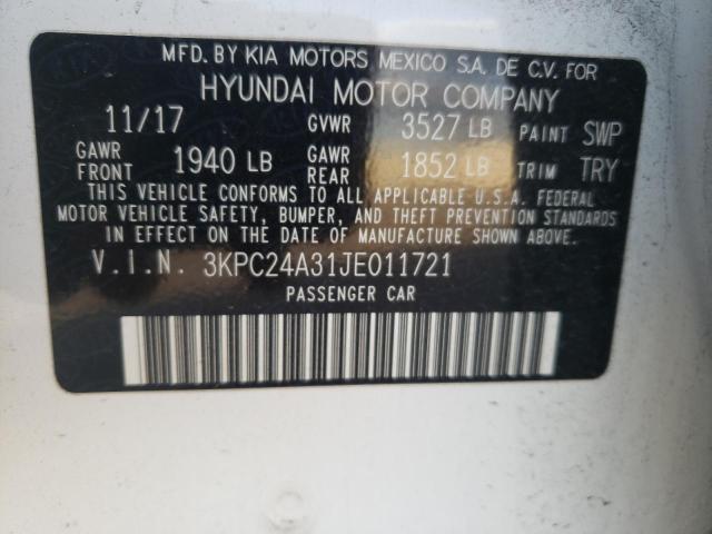 Photo 12 VIN: 3KPC24A31JE011721 - HYUNDAI ACCENT SE 