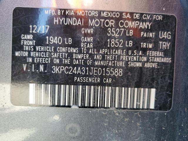 Photo 9 VIN: 3KPC24A31JE015588 - HYUNDAI ACCENT SE 