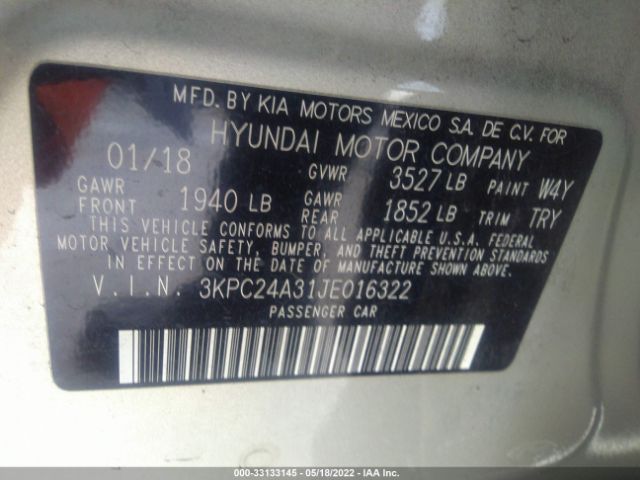 Photo 8 VIN: 3KPC24A31JE016322 - HYUNDAI ACCENT 