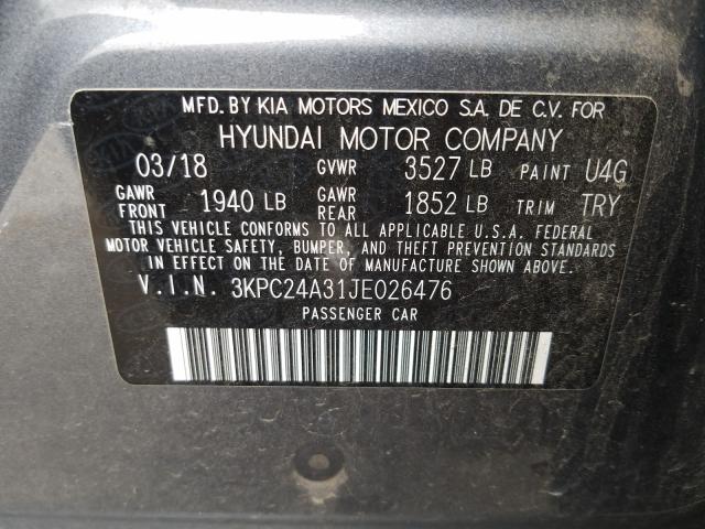 Photo 9 VIN: 3KPC24A31JE026476 - HYUNDAI ACCENT SE 