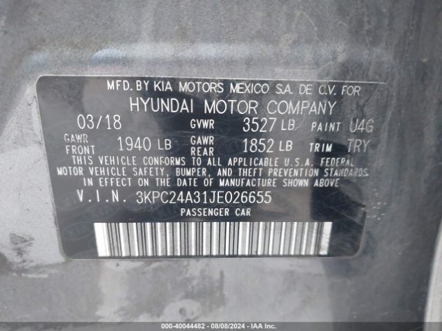 Photo 8 VIN: 3KPC24A31JE026655 - HYUNDAI ACCENT 