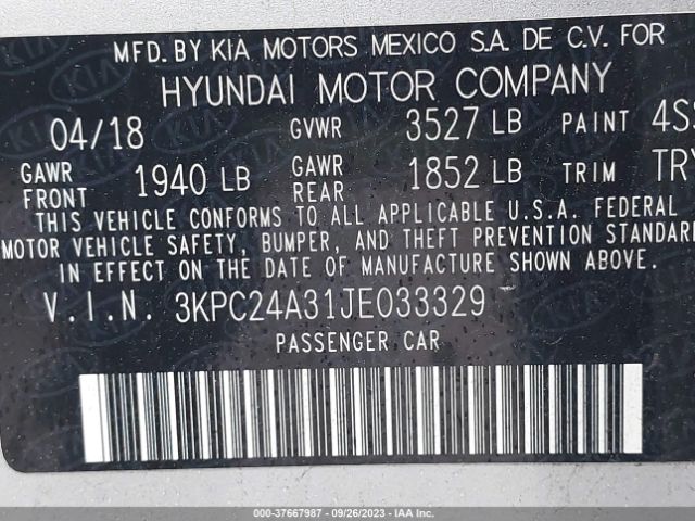 Photo 8 VIN: 3KPC24A31JE033329 - HYUNDAI ACCENT 