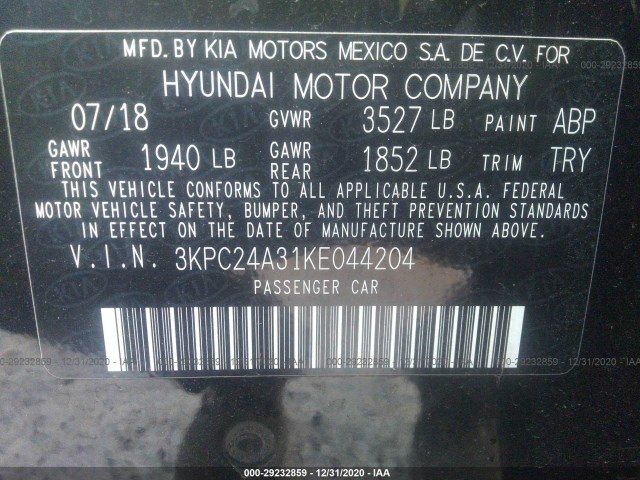 Photo 8 VIN: 3KPC24A31KE044204 - HYUNDAI ACCENT 