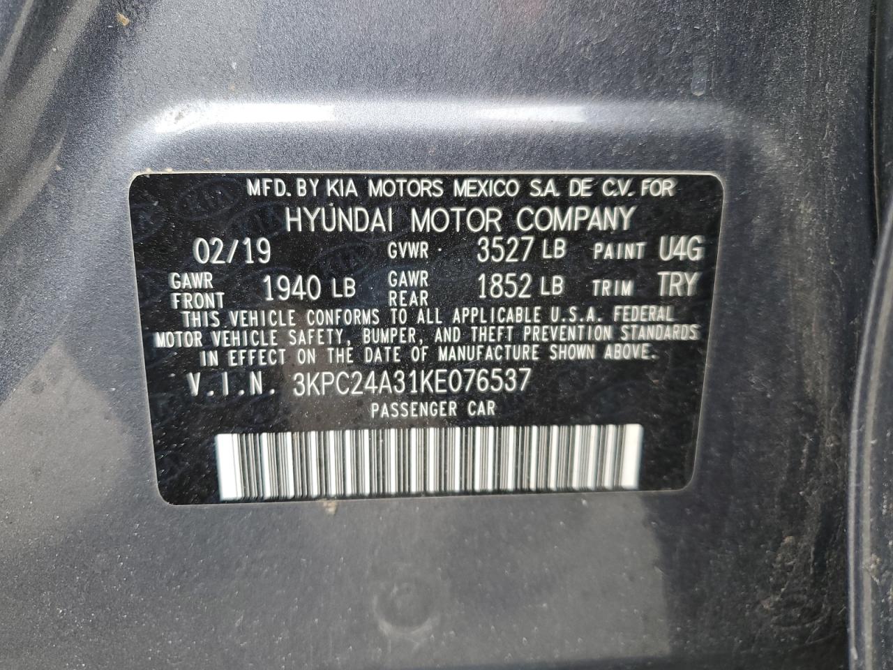 Photo 11 VIN: 3KPC24A31KE076537 - HYUNDAI ACCENT 