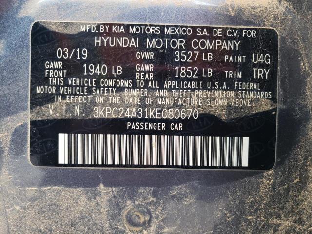 Photo 11 VIN: 3KPC24A31KE080670 - HYUNDAI ACCENT SE 