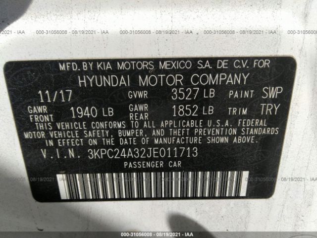 Photo 8 VIN: 3KPC24A32JE011713 - HYUNDAI ACCENT 