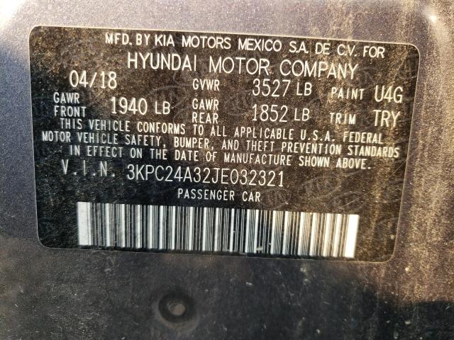 Photo 9 VIN: 3KPC24A32JE032321 - HYUNDAI ACCENT SE 