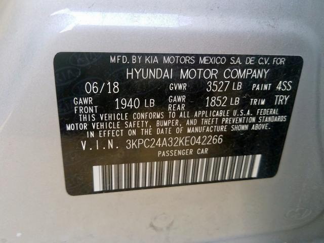 Photo 9 VIN: 3KPC24A32KE042266 - HYUNDAI ACCENT SE 