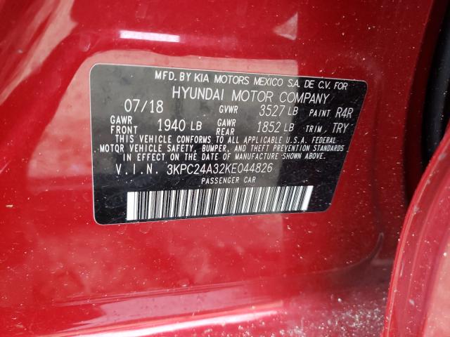 Photo 9 VIN: 3KPC24A32KE044826 - HYUNDAI ACCENT SE 