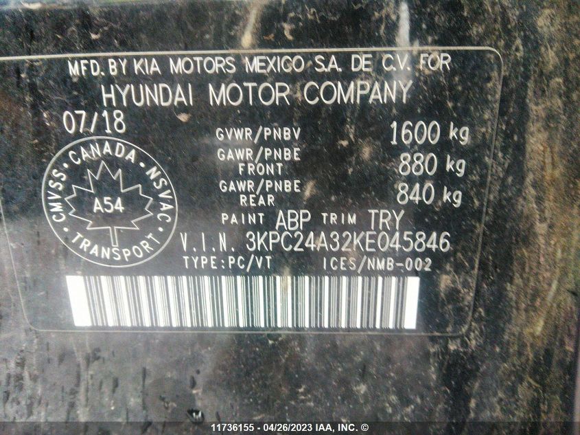 Photo 8 VIN: 3KPC24A32KE045846 - HYUNDAI ACCENT 