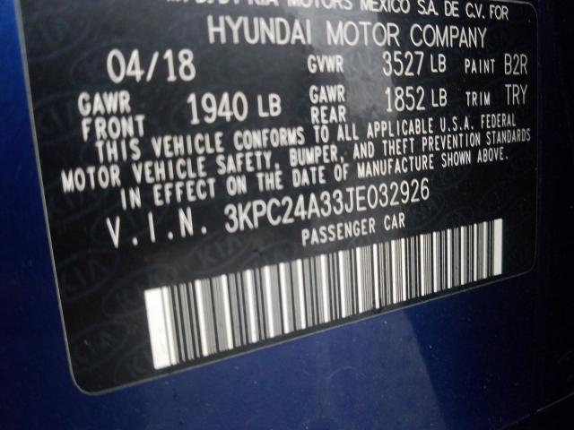 Photo 9 VIN: 3KPC24A33JE032926 - HYUNDAI ACCENT SE 