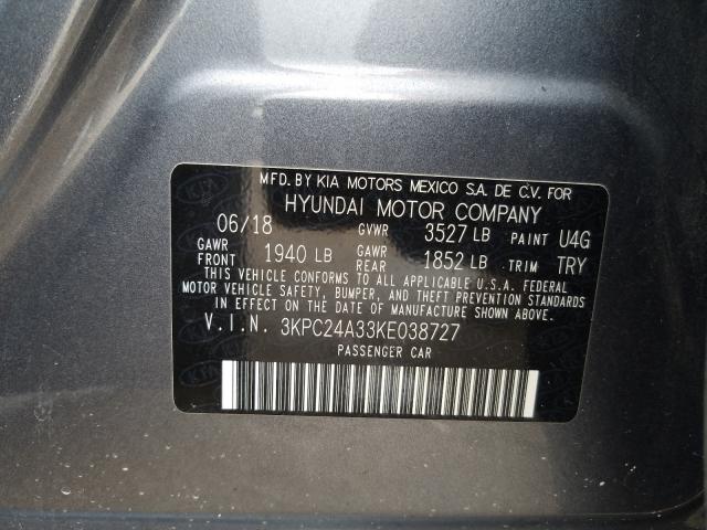 Photo 9 VIN: 3KPC24A33KE038727 - HYUNDAI ACCENT SE 