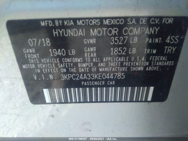 Photo 8 VIN: 3KPC24A33KE044785 - HYUNDAI ACCENT 