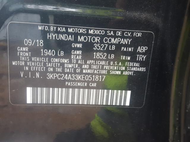 Photo 9 VIN: 3KPC24A33KE051817 - HYUNDAI ACCENT SE 