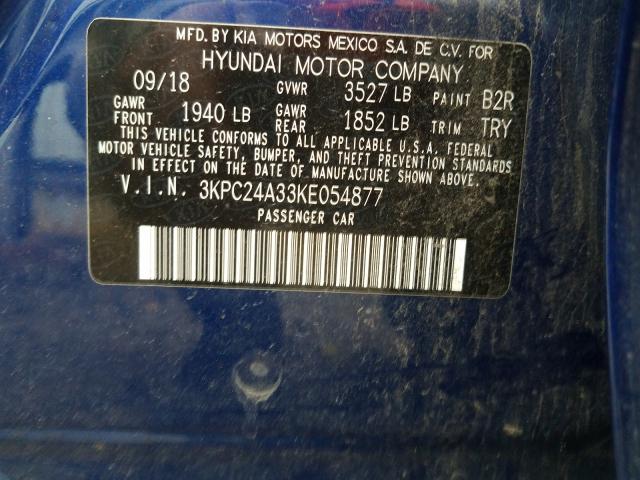 Photo 9 VIN: 3KPC24A33KE054877 - HYUNDAI ACCENT SE 