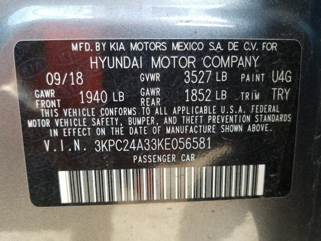 Photo 9 VIN: 3KPC24A33KE056581 - HYUNDAI ACCENT SE 