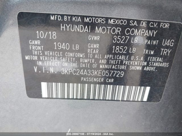 Photo 8 VIN: 3KPC24A33KE057729 - HYUNDAI ACCENT 