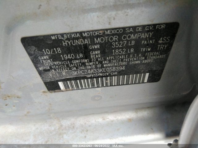 Photo 8 VIN: 3KPC24A33KE058394 - HYUNDAI ACCENT 