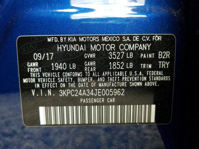 Photo 9 VIN: 3KPC24A34JE005962 - HYUNDAI ACCENT SE 