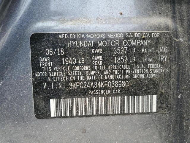 Photo 11 VIN: 3KPC24A34KE038980 - HYUNDAI ACCENT SE 