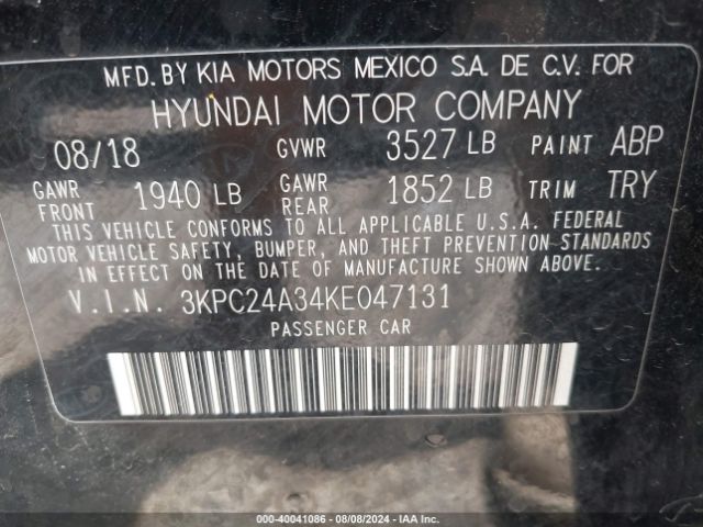 Photo 8 VIN: 3KPC24A34KE047131 - HYUNDAI ACCENT 