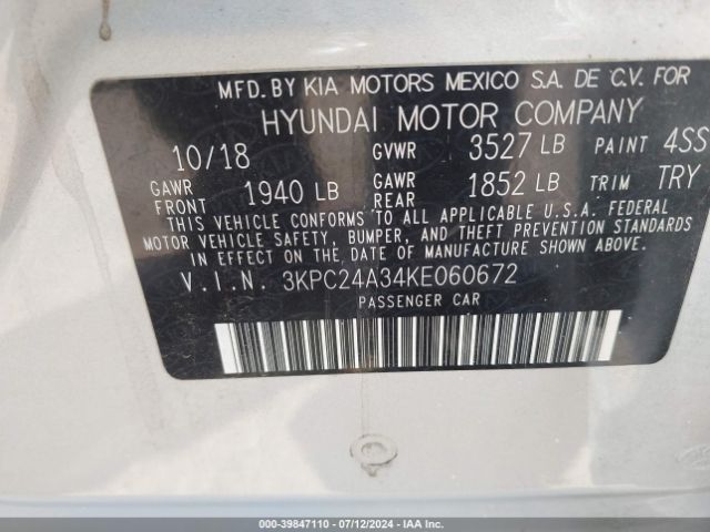 Photo 8 VIN: 3KPC24A34KE060672 - HYUNDAI ACCENT 