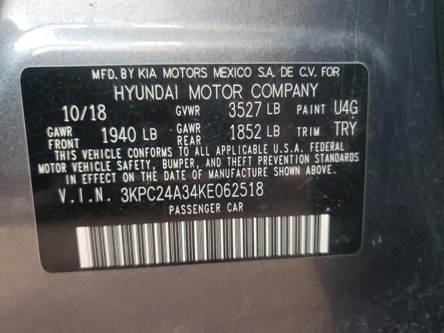 Photo 9 VIN: 3KPC24A34KE062518 - HYUNDAI ACCENT SE 