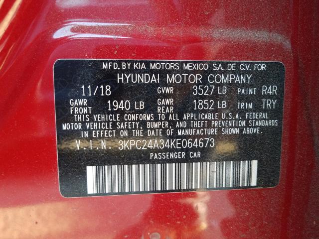 Photo 9 VIN: 3KPC24A34KE064673 - HYUNDAI ACCENT SE 