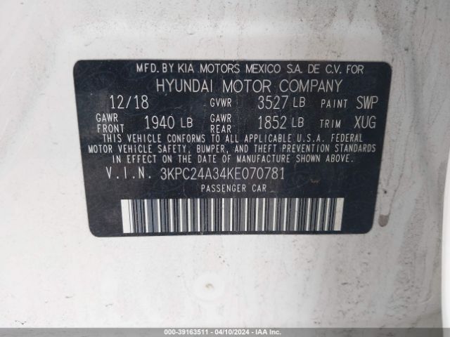 Photo 8 VIN: 3KPC24A34KE070781 - HYUNDAI ACCENT 