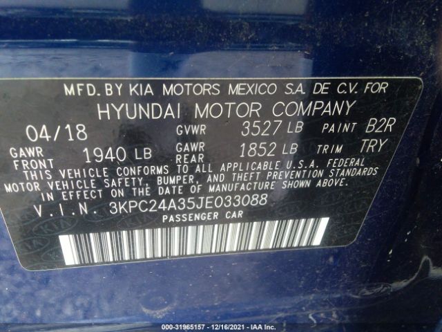 Photo 8 VIN: 3KPC24A35JE033088 - HYUNDAI ACCENT 