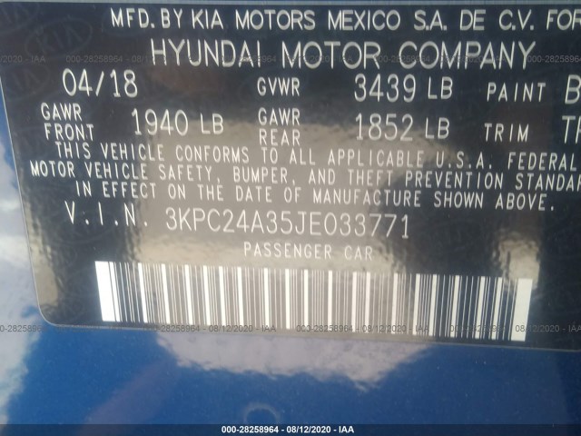 Photo 8 VIN: 3KPC24A35JE033771 - HYUNDAI ACCENT 