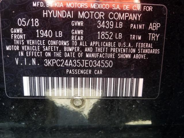 Photo 9 VIN: 3KPC24A35JE034550 - HYUNDAI ACCENT SE 