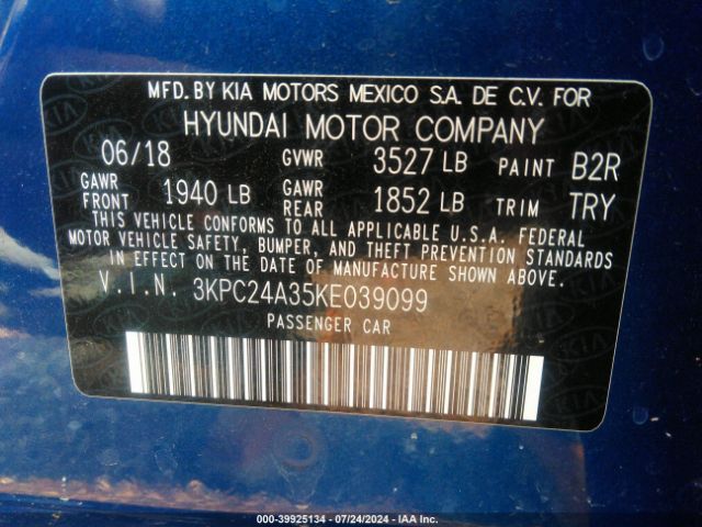 Photo 8 VIN: 3KPC24A35KE039099 - HYUNDAI ACCENT 