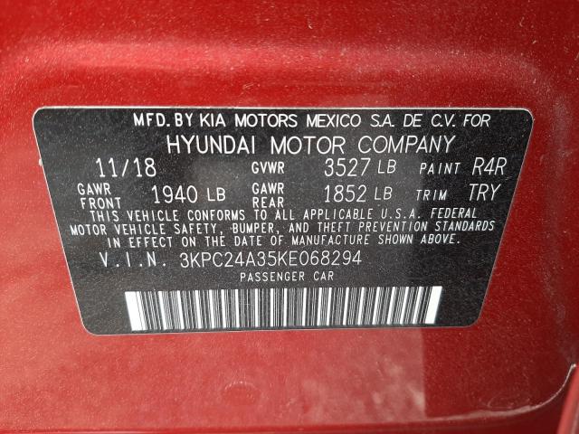 Photo 9 VIN: 3KPC24A35KE068294 - HYUNDAI ACCENT SE 