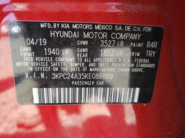 Photo 9 VIN: 3KPC24A35KE086889 - HYUNDAI ACCENT SE 