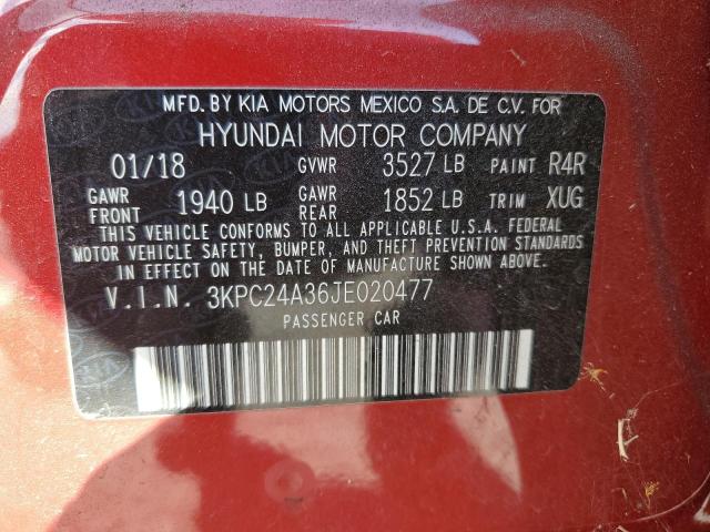 Photo 11 VIN: 3KPC24A36JE020477 - HYUNDAI ACCENT SE 