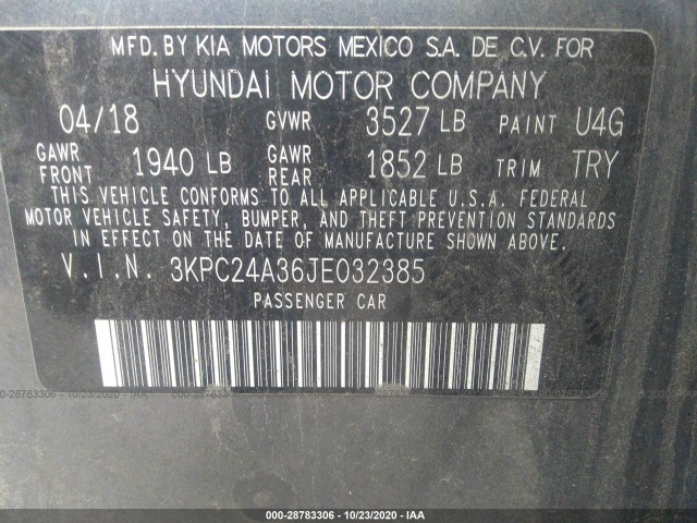 Photo 8 VIN: 3KPC24A36JE032385 - HYUNDAI ACCENT 