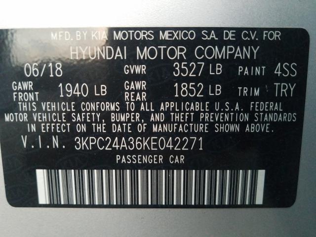 Photo 9 VIN: 3KPC24A36KE042271 - HYUNDAI ACCENT SE 