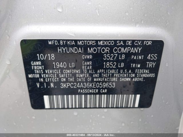 Photo 8 VIN: 3KPC24A36KE059653 - HYUNDAI ACCENT 