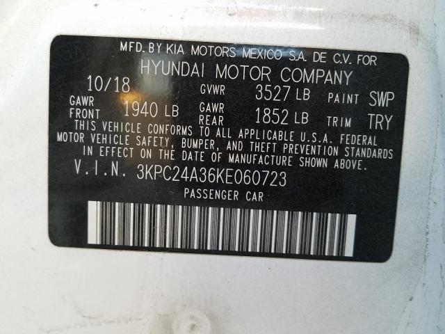 Photo 9 VIN: 3KPC24A36KE060723 - HYUNDAI ACCENT SE 