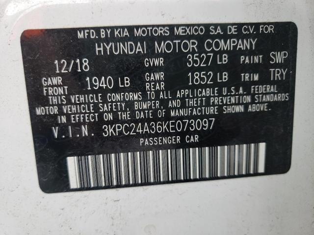 Photo 9 VIN: 3KPC24A36KE073097 - HYUNDAI ACCENT SE 