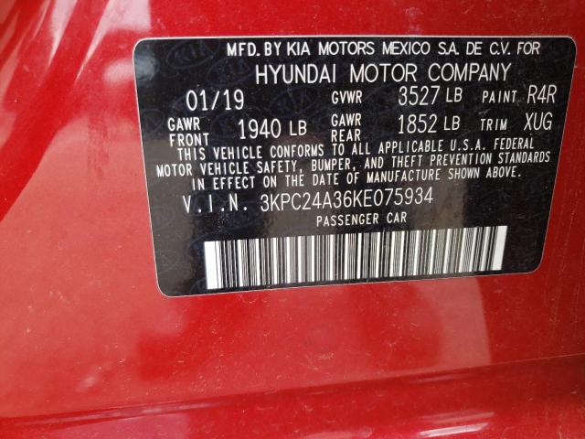 Photo 9 VIN: 3KPC24A36KE075934 - HYUNDAI ACCENT SE 