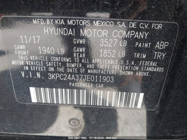 Photo 8 VIN: 3KPC24A37JE011903 - HYUNDAI ACCENT 