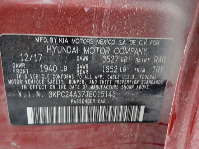 Photo 9 VIN: 3KPC24A37JE015143 - HYUNDAI ACCENT SE 