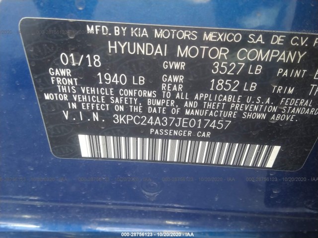 Photo 8 VIN: 3KPC24A37JE017457 - HYUNDAI ACCENT 