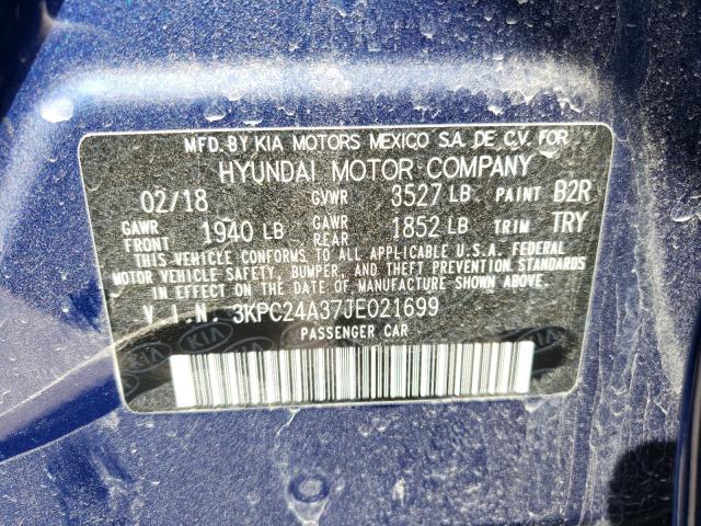 Photo 9 VIN: 3KPC24A37JE021699 - HYUNDAI ACCENT 