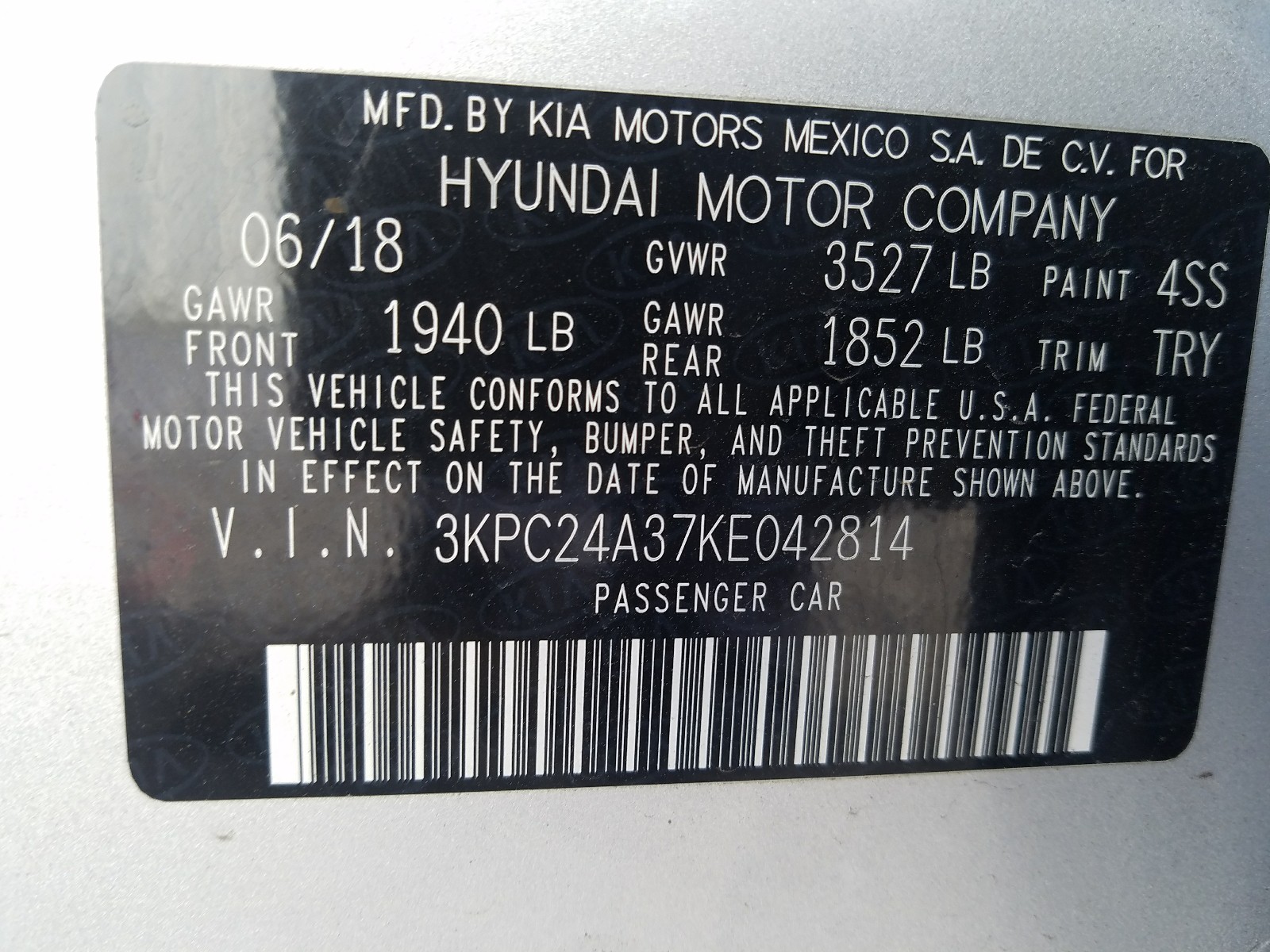 Photo 9 VIN: 3KPC24A37KE042814 - HYUNDAI ACCENT SE 