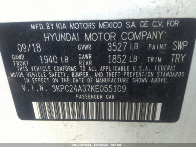 Photo 8 VIN: 3KPC24A37KE055109 - HYUNDAI ACCENT 